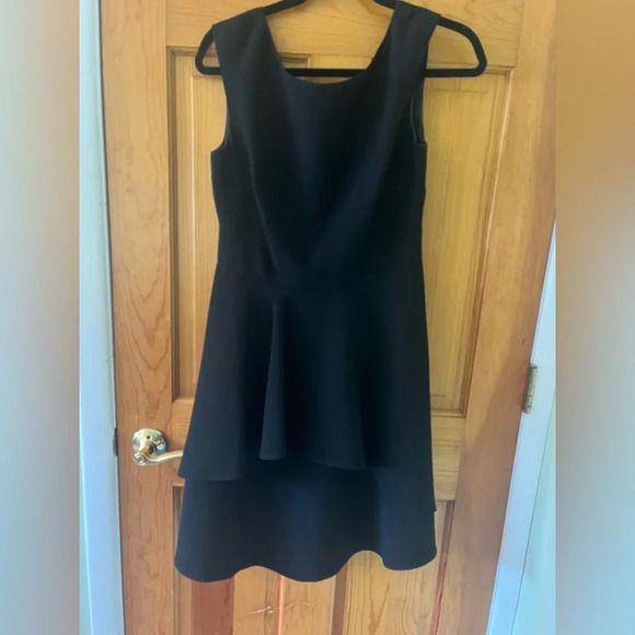 Eliza J Little Black Dress Cascading Ruffle Sleeveless Size 8 Wedding Guest - Picture 3 of 9